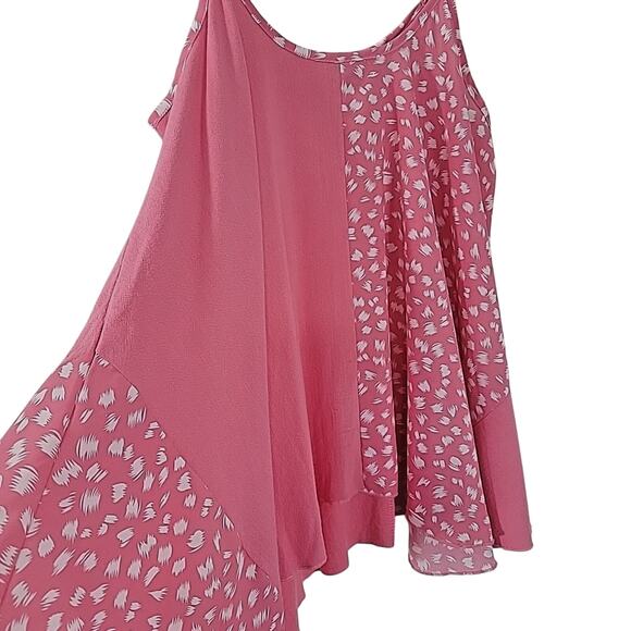 Umgee Women’s Pink Animal Print Mixed Fabric Flowy Tank Top Small NWOT - Picture 3 of 7
